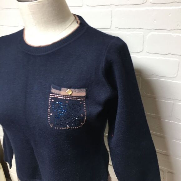 NWT FINCATI Navy Plaid Sweater Dress size Large - Picture 4 of 16